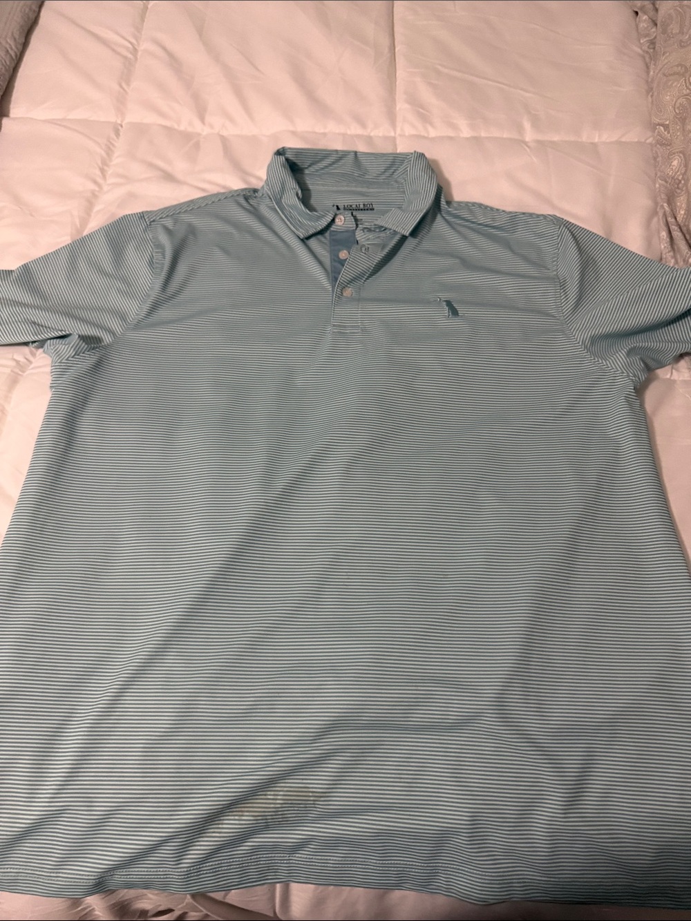 Men's Lightweight Polo Shirt in Mint Green Stripe